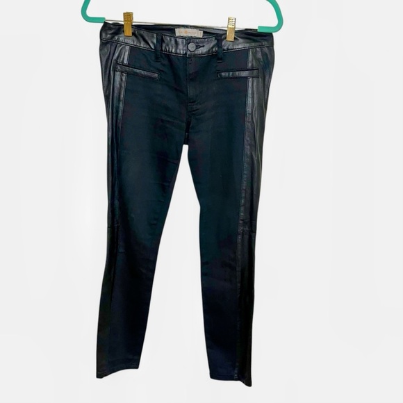 Tory Burch black vegan leather denim jeans pants 31” 10 winter fall staple - Picture 2 of 7